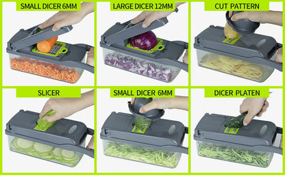 12 in 1 Multifunctional Vegetable Slicer Cutter with Basket Chopper
