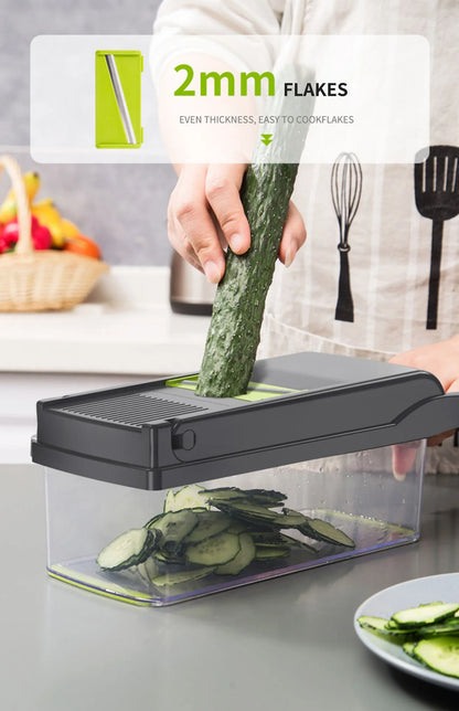 12 in 1 Multifunctional Vegetable Slicer Cutter with Basket Chopper