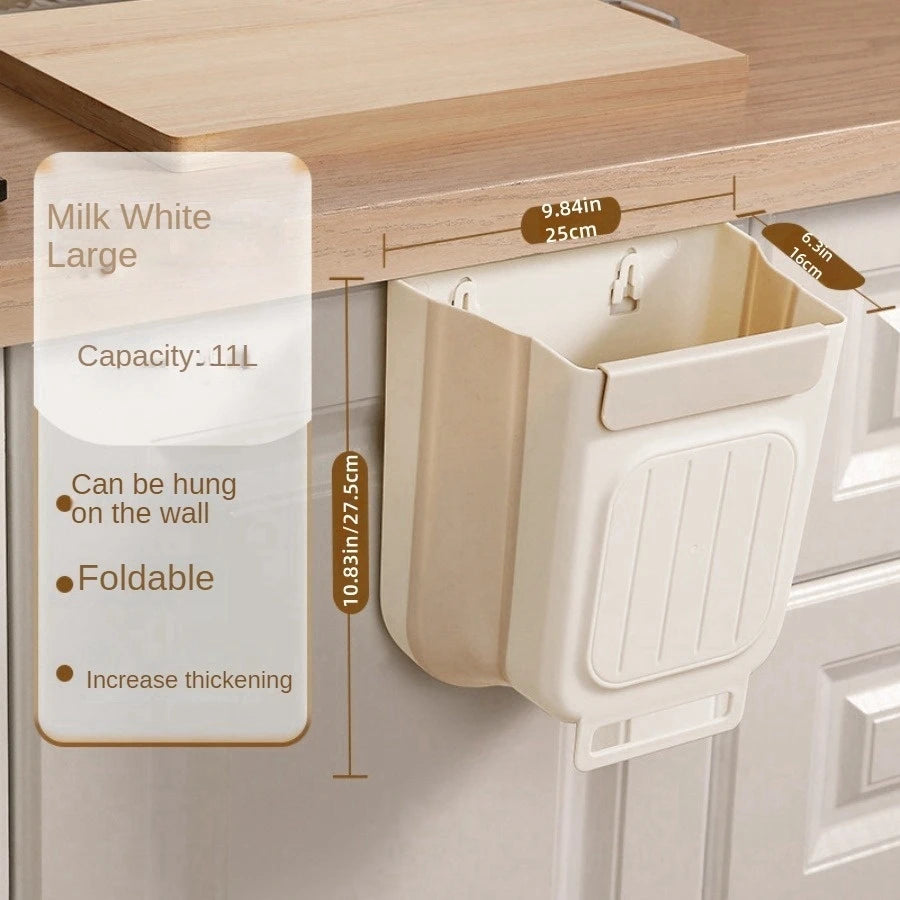Wall Mounted Foldable Kitchen Trash Can Cabinet Door Hanging Bin