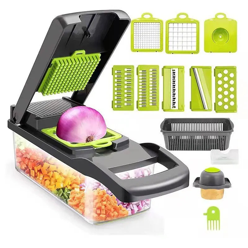 12 in 1 Multifunctional Vegetable Slicer Cutter with Basket Chopper