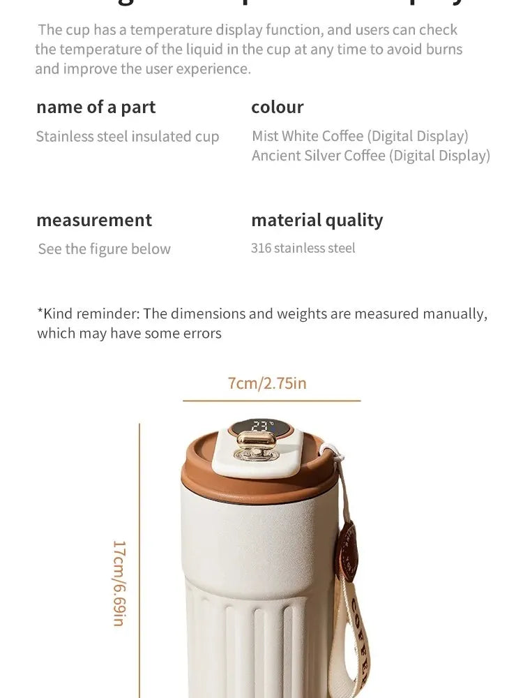 Smart Temperature Display Stainless Steel Insulated Coffee Cup