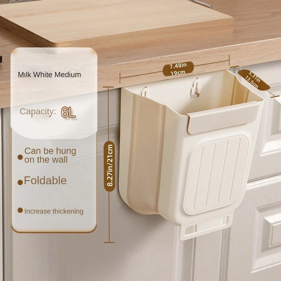 Wall Mounted Foldable Kitchen Trash Can Cabinet Door Hanging Bin