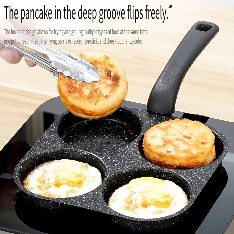 4-in-1 Non Stick Cast Iron Egg Cooker Multi Section Frying Pan
