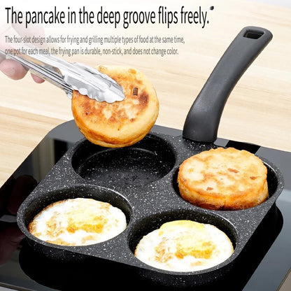 4-in-1 Non Stick Cast Iron Egg Cooker Multi Section Frying Pan