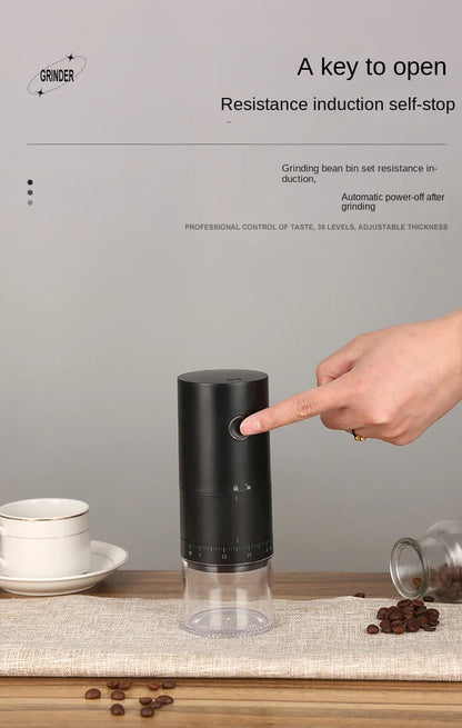 Portable Electric Coffee Grinder 38 Gear Adjustable Bean Grinder