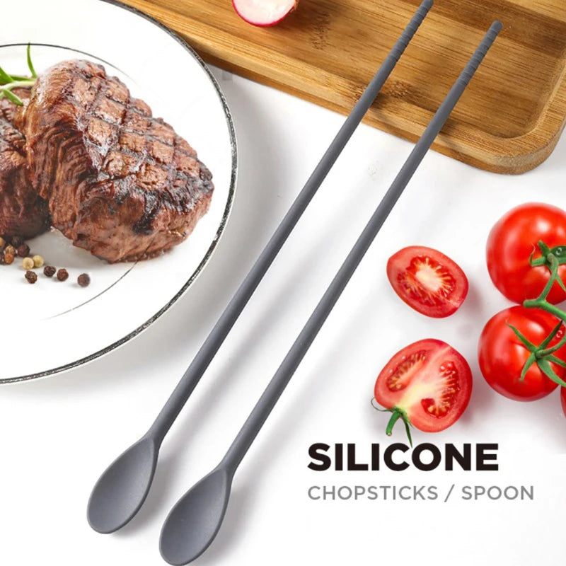 Reusable Silicone Spoon Chopsticks Beverage Stirring