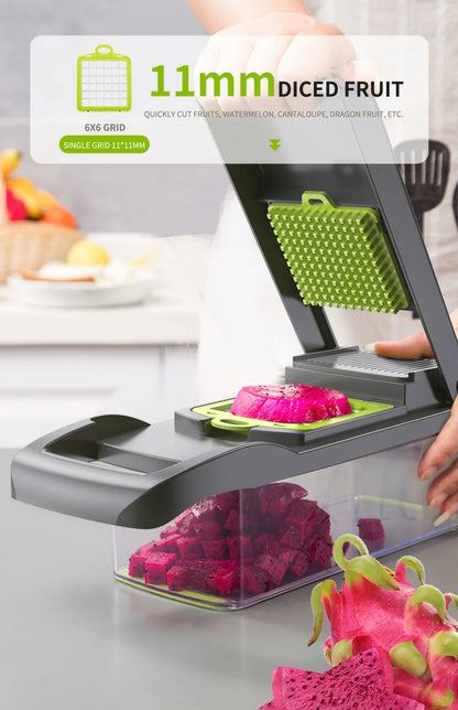 12 in 1 Multifunctional Vegetable Slicer Cutter with Basket Chopper