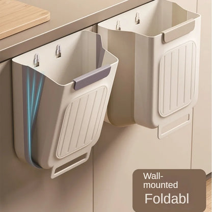 Wall Mounted Foldable Kitchen Trash Can Cabinet Door Hanging Bin