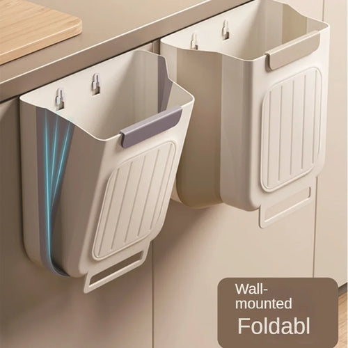 Wall Mounted Foldable Kitchen Trash Can Cabinet Door Hanging Bin