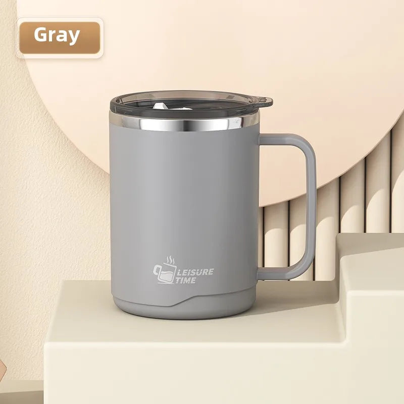 450ML Insulated Coffee Cup with Handle Lid Straw Travel Mug