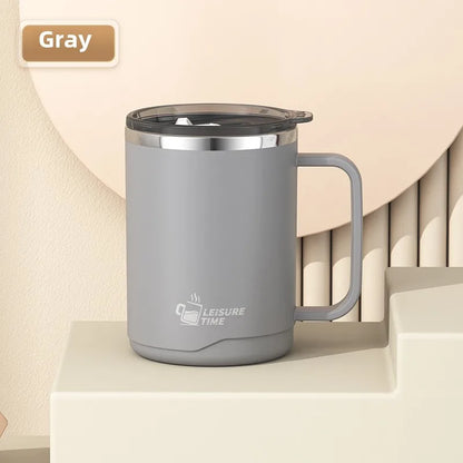 450ML Insulated Coffee Cup with Handle Lid Straw Travel Mug