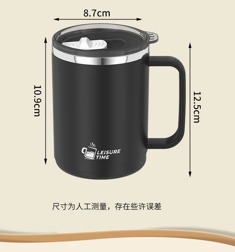 450ML Insulated Coffee Cup with Handle Lid Straw Travel Mug