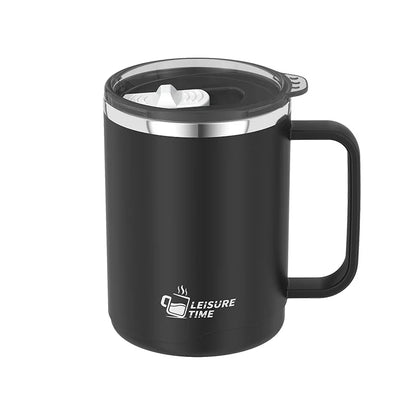 450ML Insulated Coffee Cup with Handle Lid Straw Travel Mug