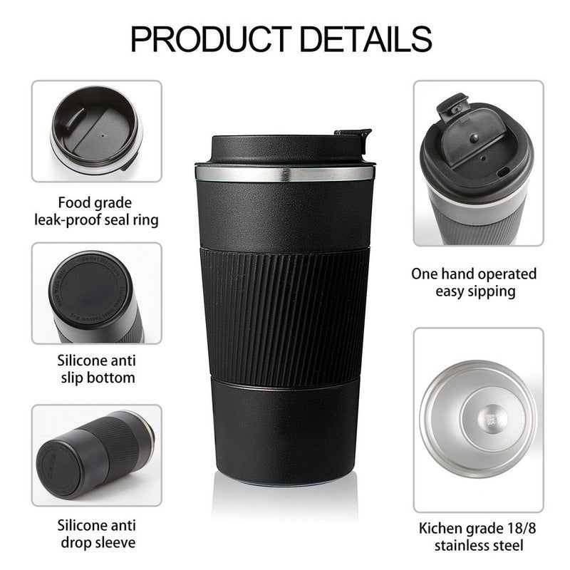 380/510ML Stainless Steel Coffee Cup Non-Slip Travel Thermal Mug