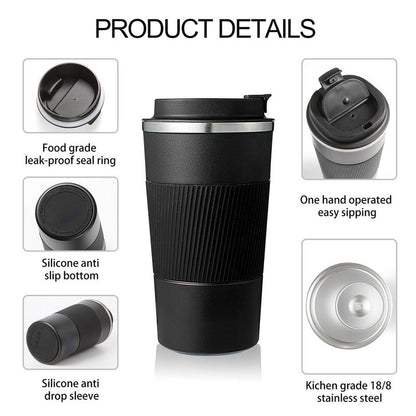 380/510ML Stainless Steel Coffee Cup Non-Slip Travel Thermal Mug