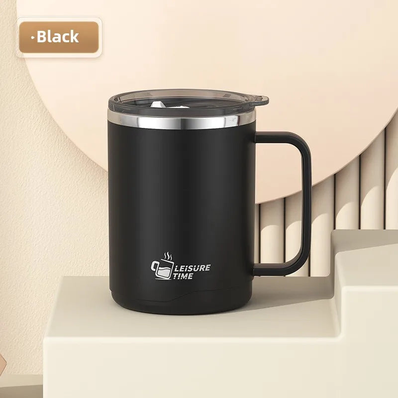 450ML Insulated Coffee Cup with Handle Lid Straw Travel Mug