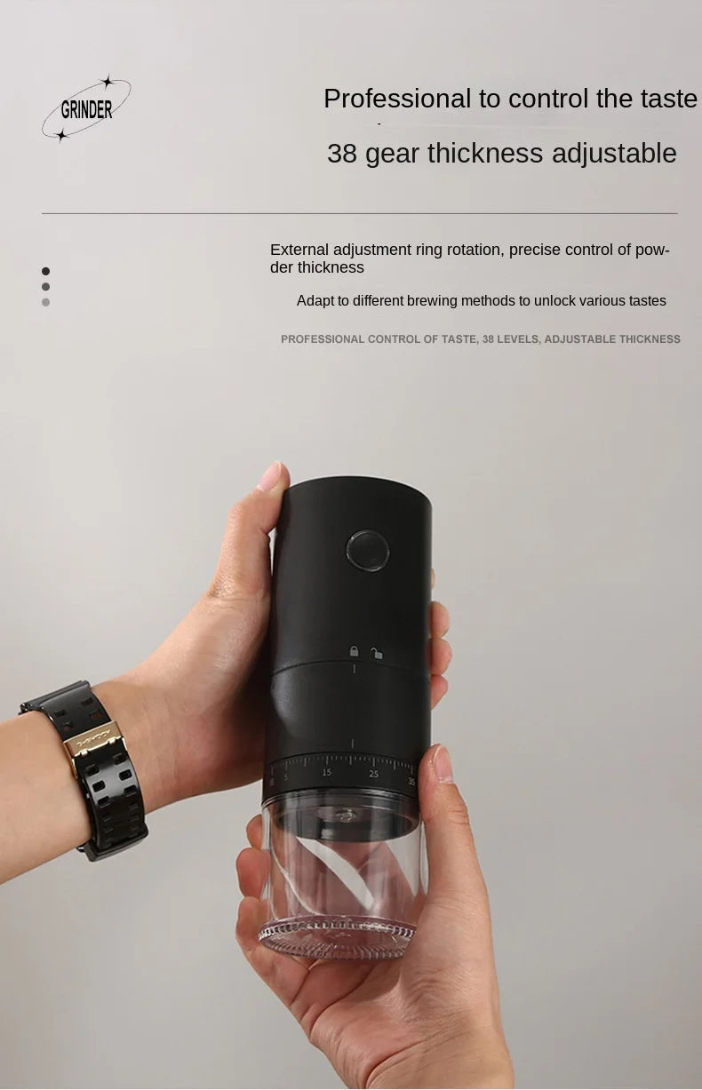 Portable Electric Coffee Grinder 38 Gear Adjustable Bean Grinder