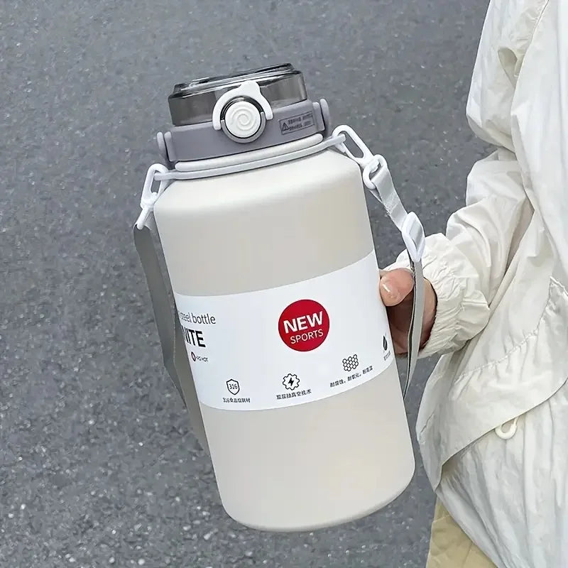 2L Stainless Steel Insulated Tumbler with Handle & Straw Bottle