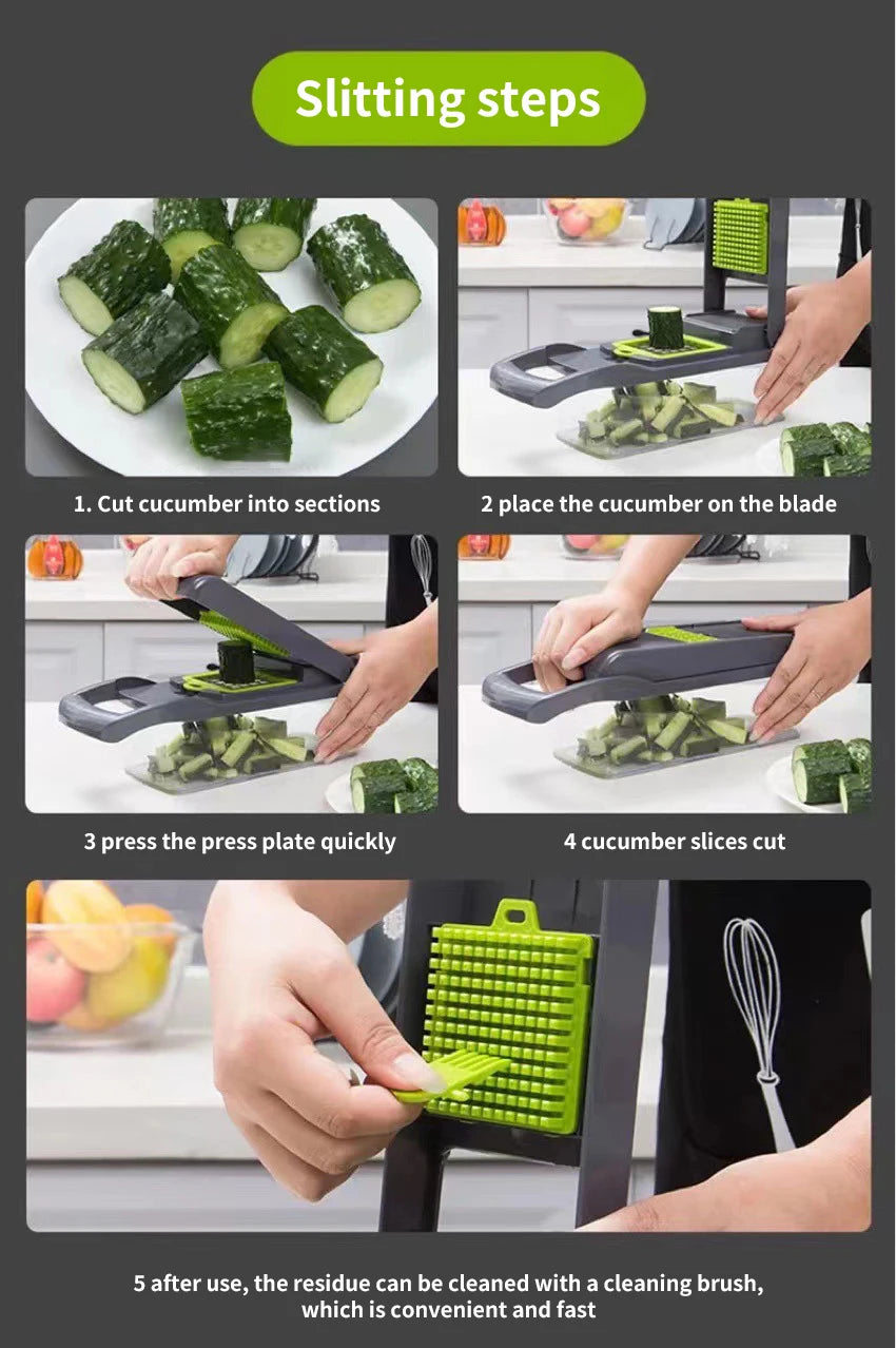 12 in 1 Multifunctional Vegetable Slicer Cutter with Basket Chopper