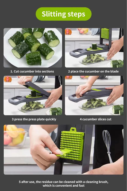 12 in 1 Multifunctional Vegetable Slicer Cutter with Basket Chopper