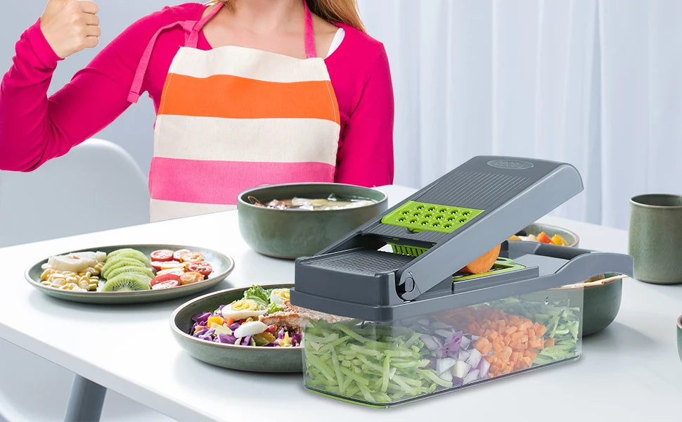 12 in 1 Multifunctional Vegetable Slicer Cutter with Basket Chopper