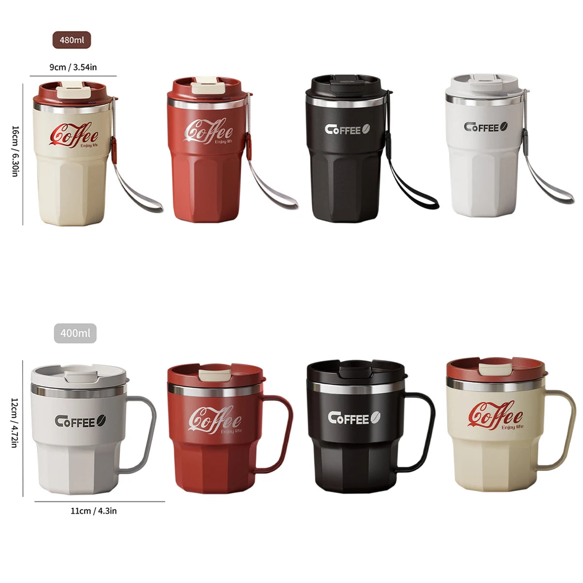 304 Stainless Steel Thermal Bottle 400/480ML Insulated Coffee Mug
