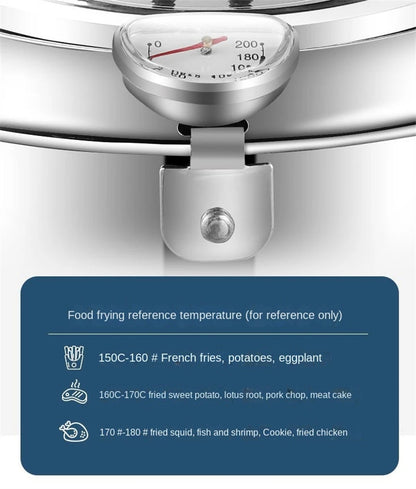 Japanese Deep Frying Pot with Thermometer Stainless Steel Fryer