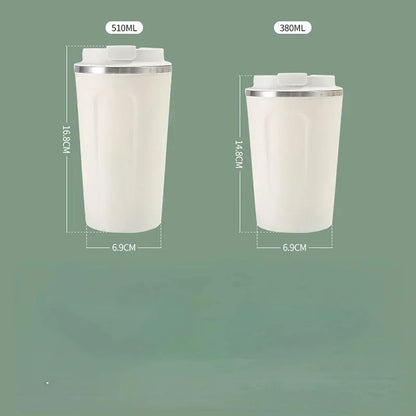 Two white tumblers with measurements on a green background