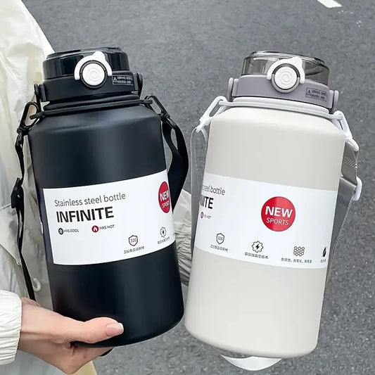 2L Stainless Steel Insulated Tumbler with Handle & Straw Bottle