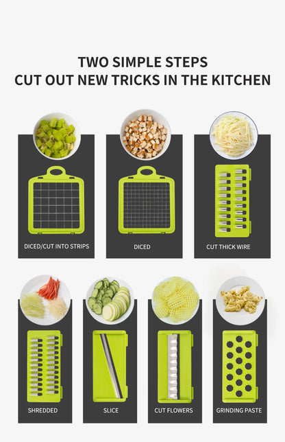 12 in 1 Multifunctional Vegetable Slicer Cutter with Basket Chopper