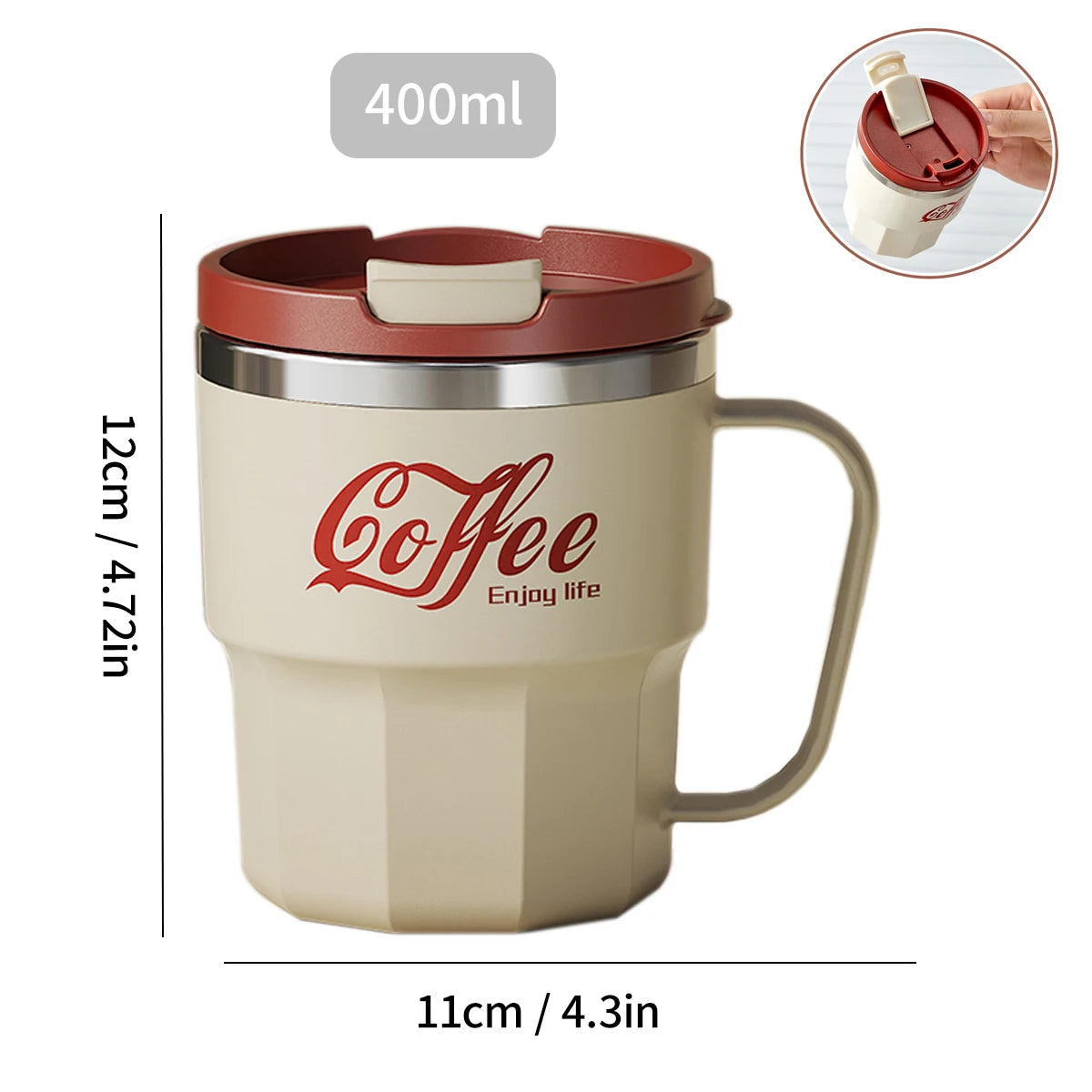 304 Stainless Steel Thermal Bottle 400/480ML Insulated Coffee Mug