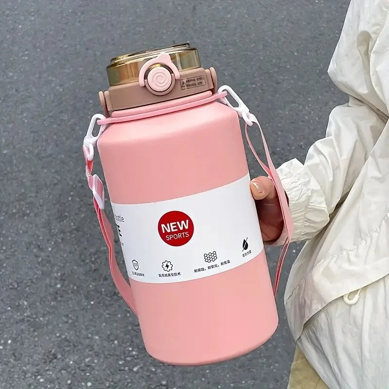 2L Stainless Steel Insulated Tumbler with Handle & Straw Bottle