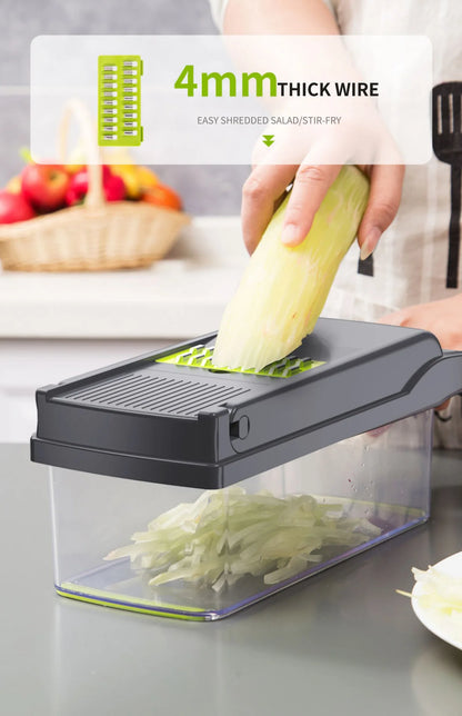 12 in 1 Multifunctional Vegetable Slicer Cutter with Basket Chopper