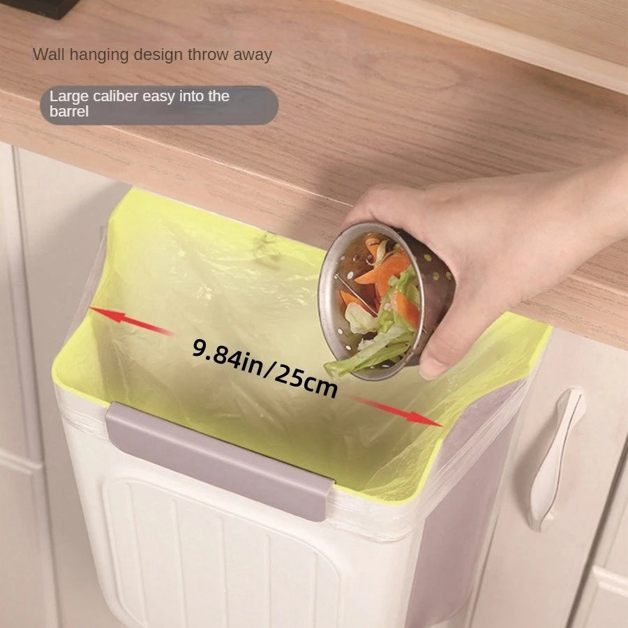 best Wall Mounted Foldable Kitchen Trash Can Cabinet Door Hanging Bin