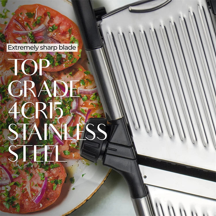 LMETJMA Adjustable Mandoline Slicer Stainless Steel Vegetable Slicer Chopper Cutter for Potato Tomato Onion Carrot JT213